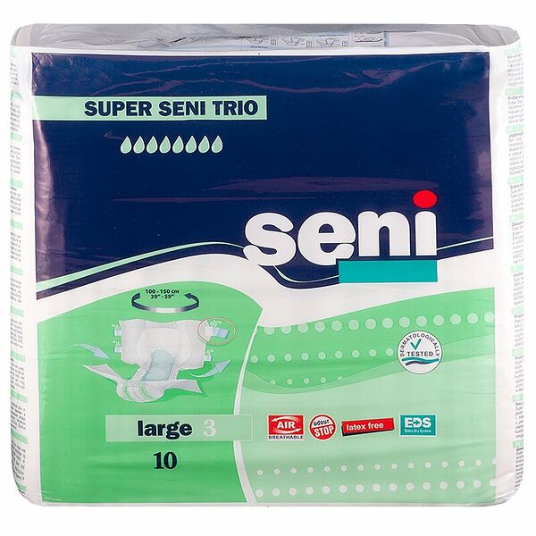 Seni Super Trio Подгузники  10 шт размер Large (100-150 см)