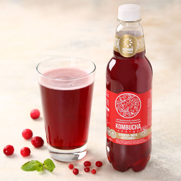 Напиток брожения безалкогольный Комбуча Энерджи клюква брусника и мята