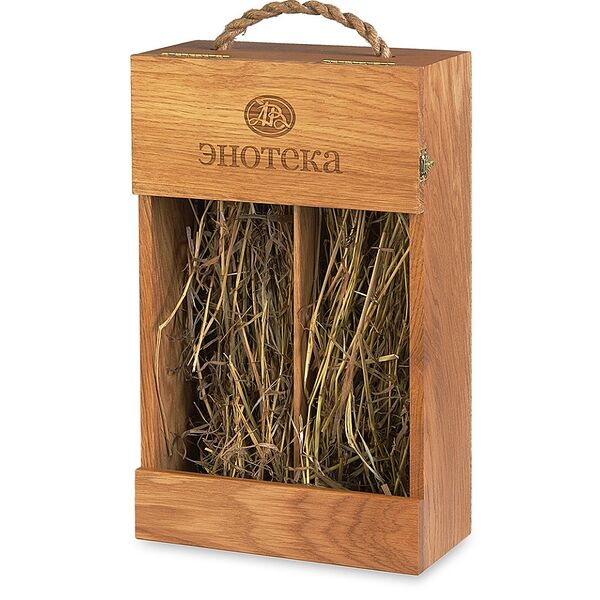 Пенал из дуба Энотека на 2 бутылки 34х20.5х9см, 1шт