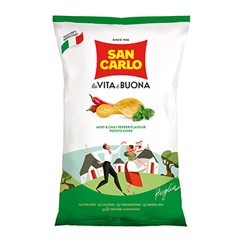 

Чипсы картофельные SAN CARLO со вкусом мяты и острого перца