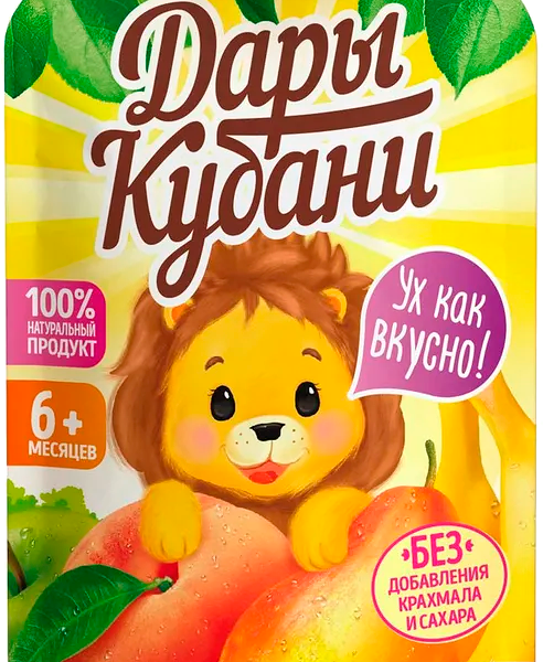 Пюре фруктовое Фруктовый салатик с 6 месяцев ТМ Дары Кубани 90 г