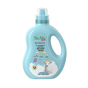 Гель-кондиционер Bio-Sensitive для стирки детского белья концентрированный экологичный, без запаха, BioMio, 900 мл, Россия