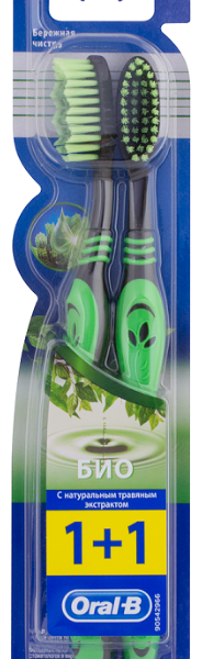 Зубная щетка Oral-B Био 1+1, средней жесткости, 2 шт.