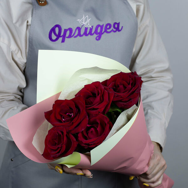 5 Роз 60 см красных