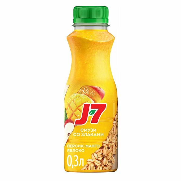 Коктейль J7 яблоко-персик-манго с овсяными хлопьями, 300мл