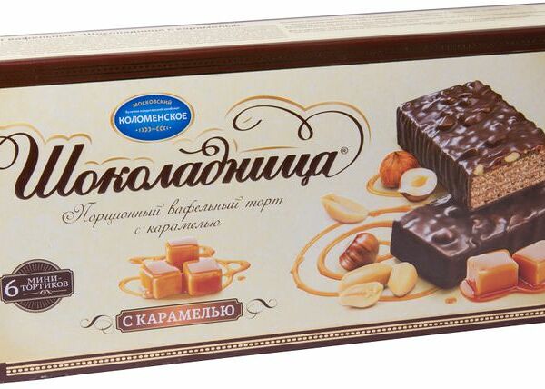 Торт вафельный  Шоколадница порционный с карамелью 180г