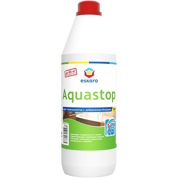 Грунт акриловый ESKARO Aquastop Bio с фунгицидными и альгицидными свойствами, 1л