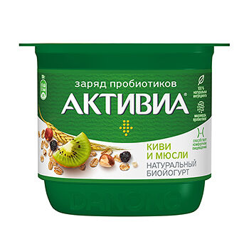 Биойогурт Актибио с киви и мюсли обогащенный бифидобактериями 3%, 130г