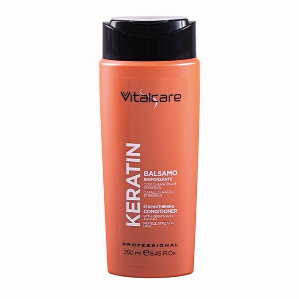 Кондиционер укрепляющий с кератином и аргинином для хрупких, подверженных стрессу волос, Vitalcare, 250 мл, Италия