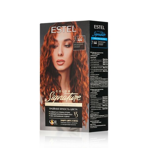 Стойкая крем-гель краска для волос Estel Color Signature 7/44 Морской коралл 145 мл