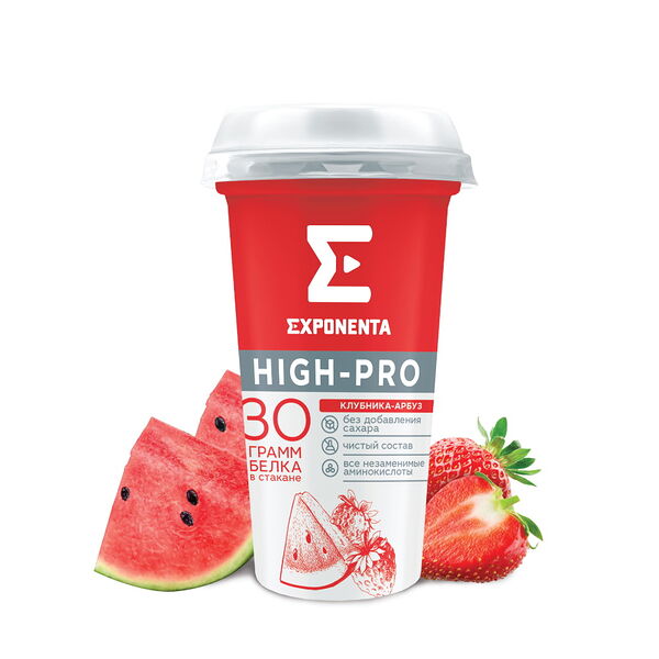 Напиток к/м High Pro обезжир обог белком клубника-арбуз  п/ст вес 250г EXPONENTA