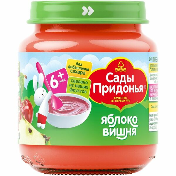 Фруктовое пюре Сады Придонья вишня-яблоко, с 6 месяцев