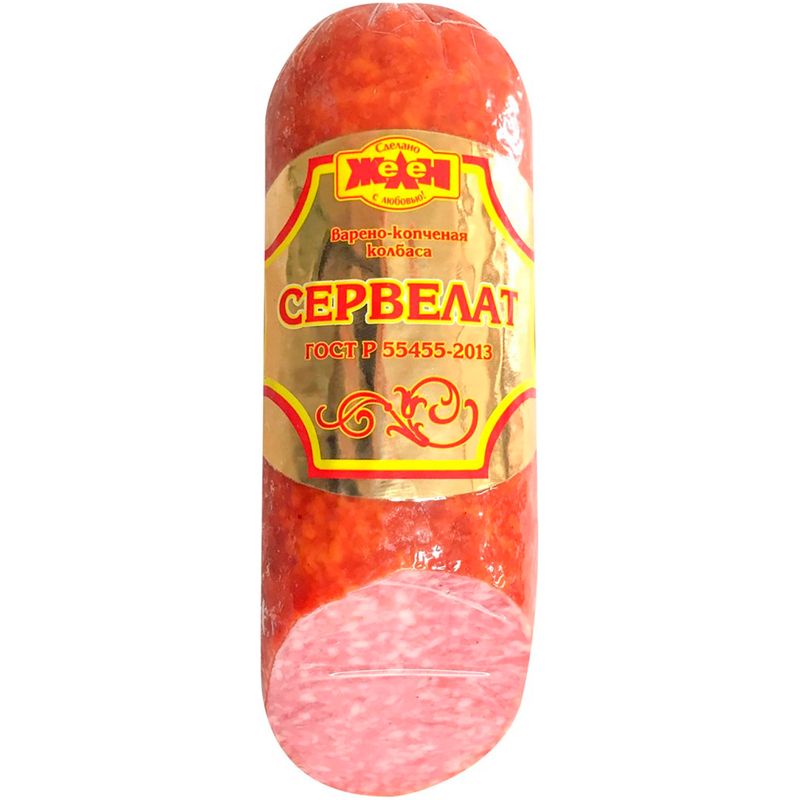 

Колбаса копчено-вареная Желен Сервелат ГОСТ 350 г