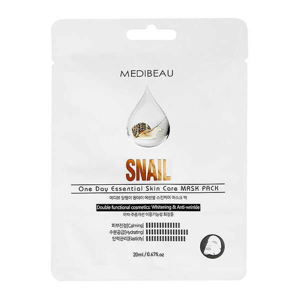 Маска для лица Medibeau с экстрактом муцина улитки (регенерирующая), 20 мл