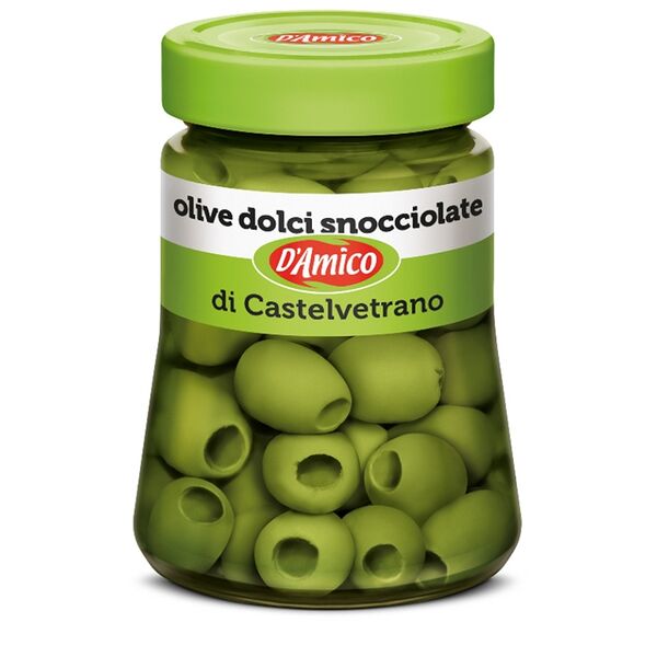 Оливки D'Amico зеленые без косточки Кастельветрано 290 г ст/б