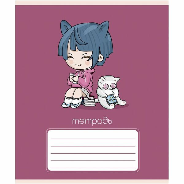 Тетрадь ПЗБМ Аниме, А5 18 листов в клетку на скрепке, Арт. 17469 в ассортименте