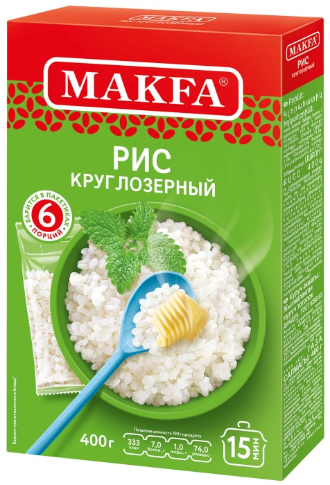 

Рис Makfa шлифованный круглозерный 400 г
