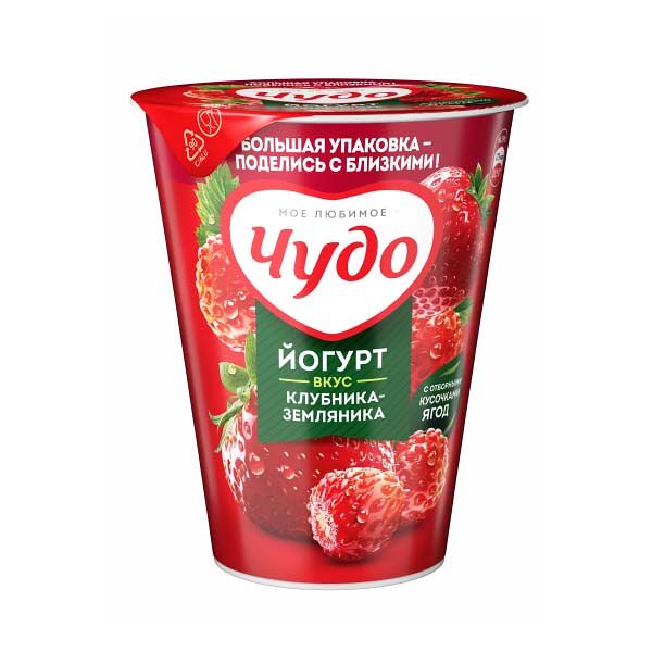 Йогурт Чудо 2% 290гр Клубника Земляника пл/ст