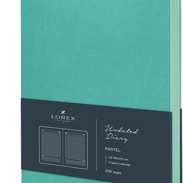 Ежедневник А5 недат. LOREX PASTEL 128 л. инт. обл. soft touch бирюз. обрез бирюз.