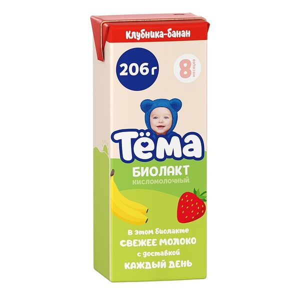 Биолакт Тёма Клубника-Банан, 3% 206 г