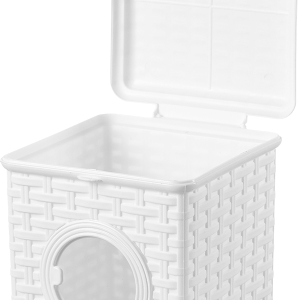 Контейнер для мелочей VIOLET Ротанг 3л, с иллюминатором, белый V420306