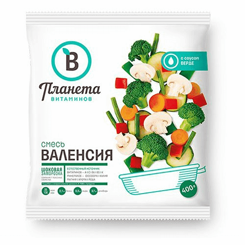 Смесь овощная Планета Витаминов Валенсия с соусом Верде замороженная 400 г