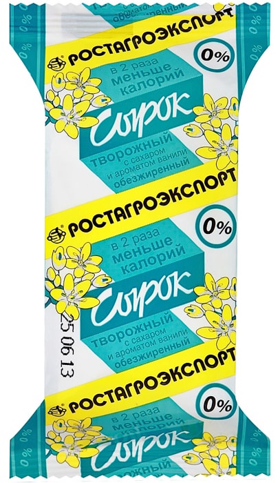 

Сырок творожный Ростагроэкспорт с ванилью обезжиренный 90 г