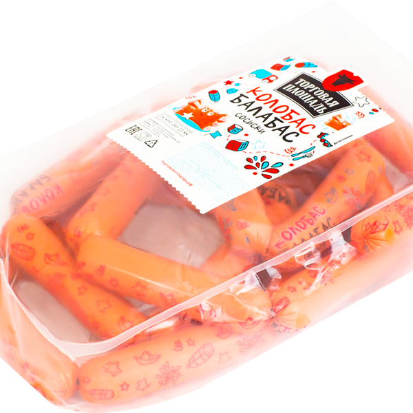 Сосиски ТОРГОВАЯ ПЛОЩАДЬ Колобас-Балабас п/а газ вес до 1.2 кг