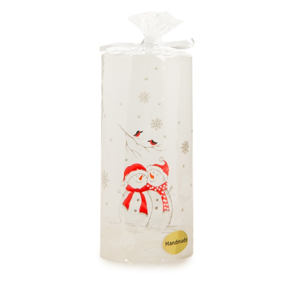 

Свеча-столбик Candles Снеговики, цвет белый, 7x15 см, Литва
