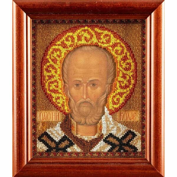 В303 Набор для вышивания бисером Кроше 'Николай Чудотворец'12х14,5 см
