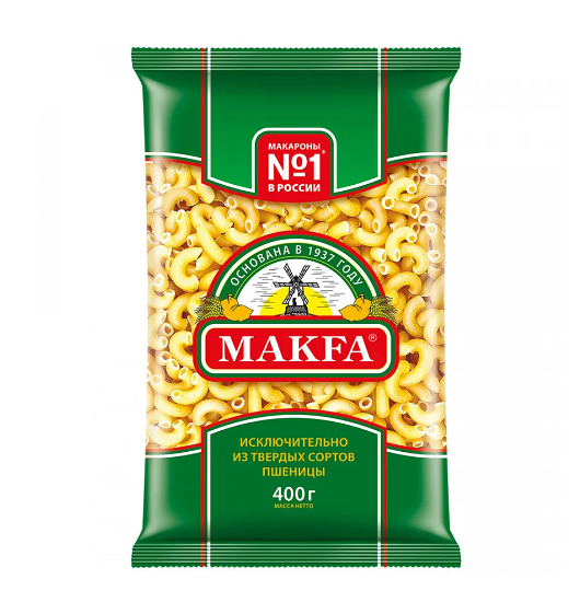 Макаронные изделия Макфа Рожки гладкие Группа А.Высший сорт Рожки вес