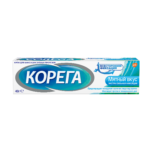 Корега крем для фиксации зуб.протезов экстра сильный мятный 40 мл