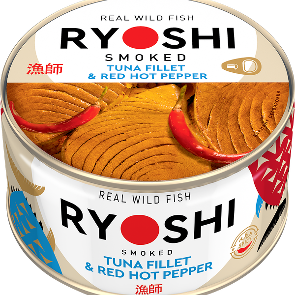 Тунец полосатый филе Ryoshi копченый в масле с острым перцем чили 185 г