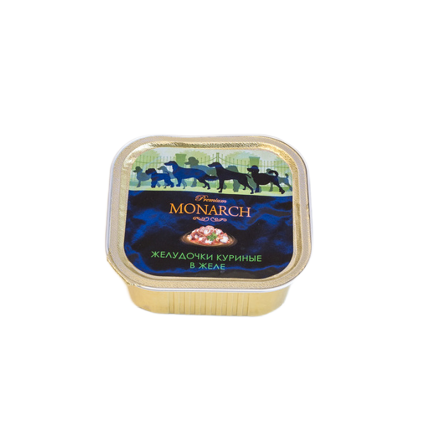 Влажный корм Monarch для взрослых собак всех пород, желудочки куриные в желе, 150 г