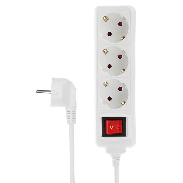 Forza удлинитель 3 гнезда, 5м, с зазем, выкл., евро, с защит. шторками,16a,3500вт