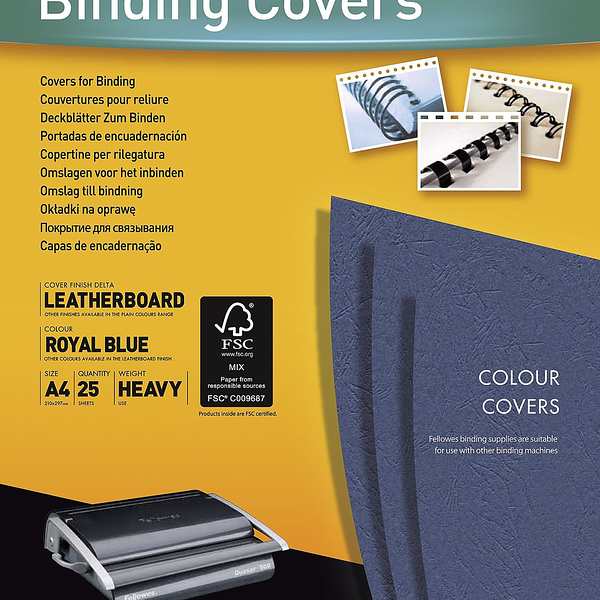 Обложки для переплета Fellowes картонные с тиснением под кожу Delta А4 черные 25 шт