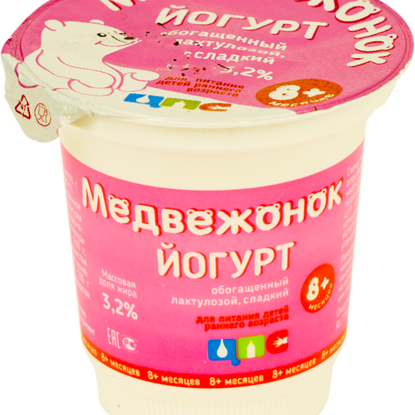 Йогурт детский Медвежонок обогащенный лактулозой, с 8 месяцев, 3.2%