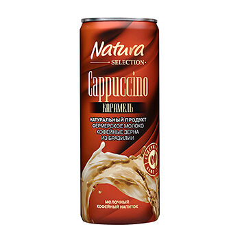 Напиток молочно-кофейный Natura Selection Cappuccino карамель стерилизованный 2,4% 220 мл, Россия