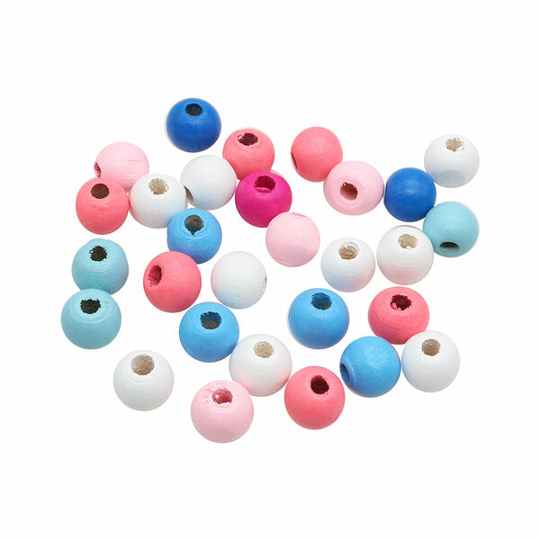 4AR399 Бусины деревянные, цветной микс, 12мм, 18гр/упак, Astra&Craft(Сине-розовый микс)