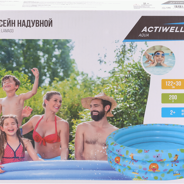 Бассейн надувной ACTIWELL Animals 200л 122x30см, Арт. LAMA03