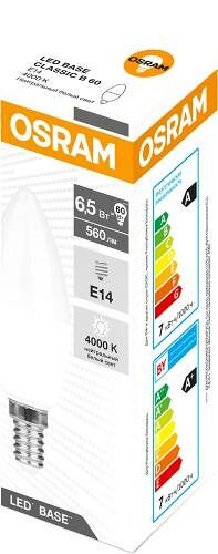Лампа светодиодная Osram LED Base cвеча, холодный свет белый, E14, 6.5 Вт