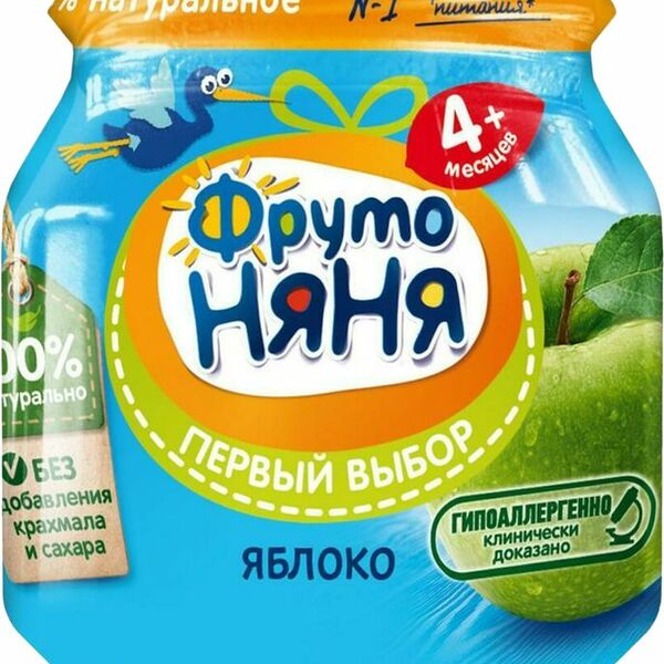 Пюре ФрутоНяня яблочное с 4 месяцев 100г