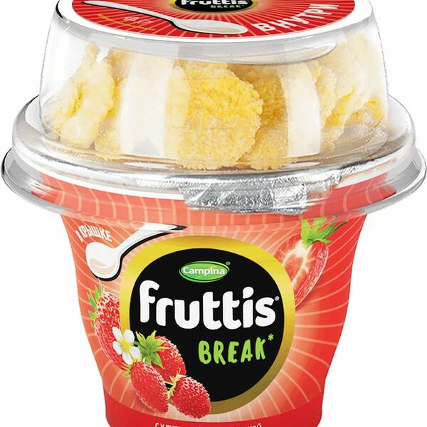 Продукт йогуртный Campina Fruttis Break клубника-земляника-кукурузные хлопья 2.5%, 165+10г
