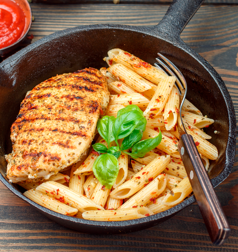 

Курица жареная Домашний Очаг с макаронами отварными 270 г