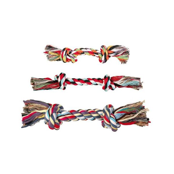 Игрушка для собак Веревка с 2 узлами, разноцветная 35 см, в ассортименте
