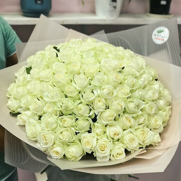 101 белая роза премиум