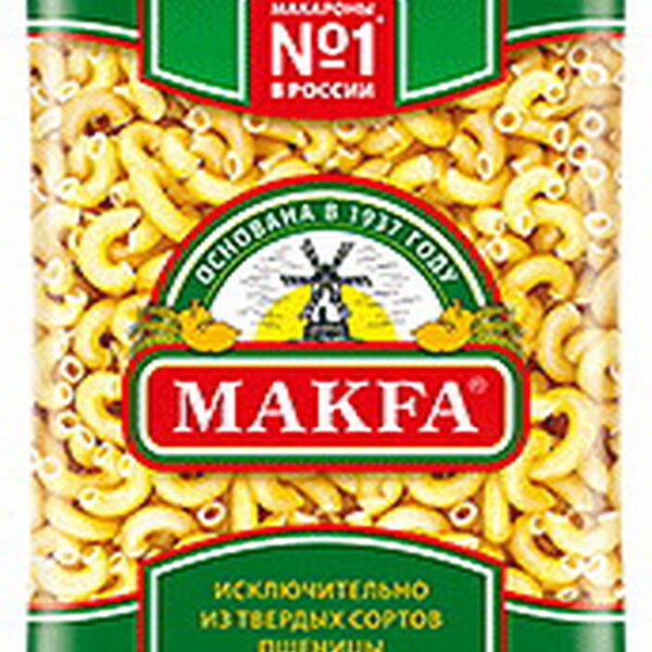 Макаронные изделия Макфа Рожки гладкие Группа А.Высший сорт Рожки вес 400 г
