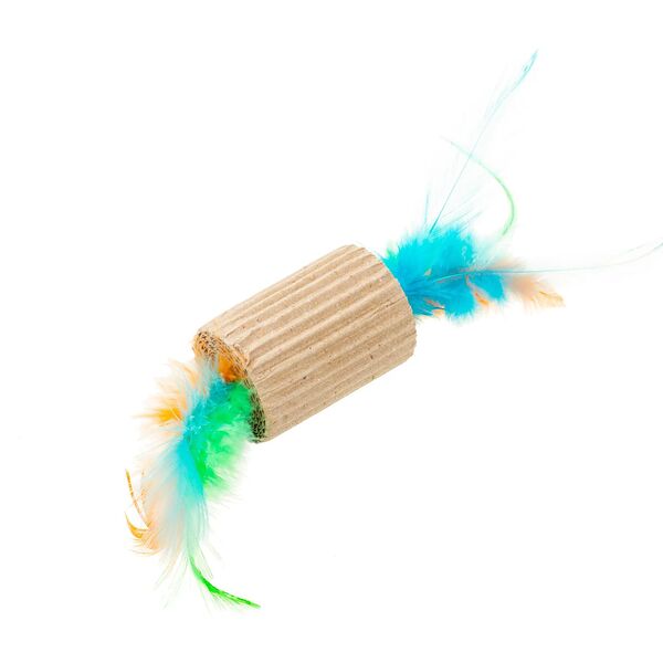 Игрушка для кошек Гофра с перьями 5х3,5 см