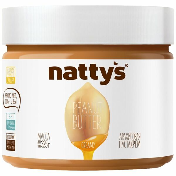 Паста-крем арахисовая Nattys Creamy с мёдом, 325 г