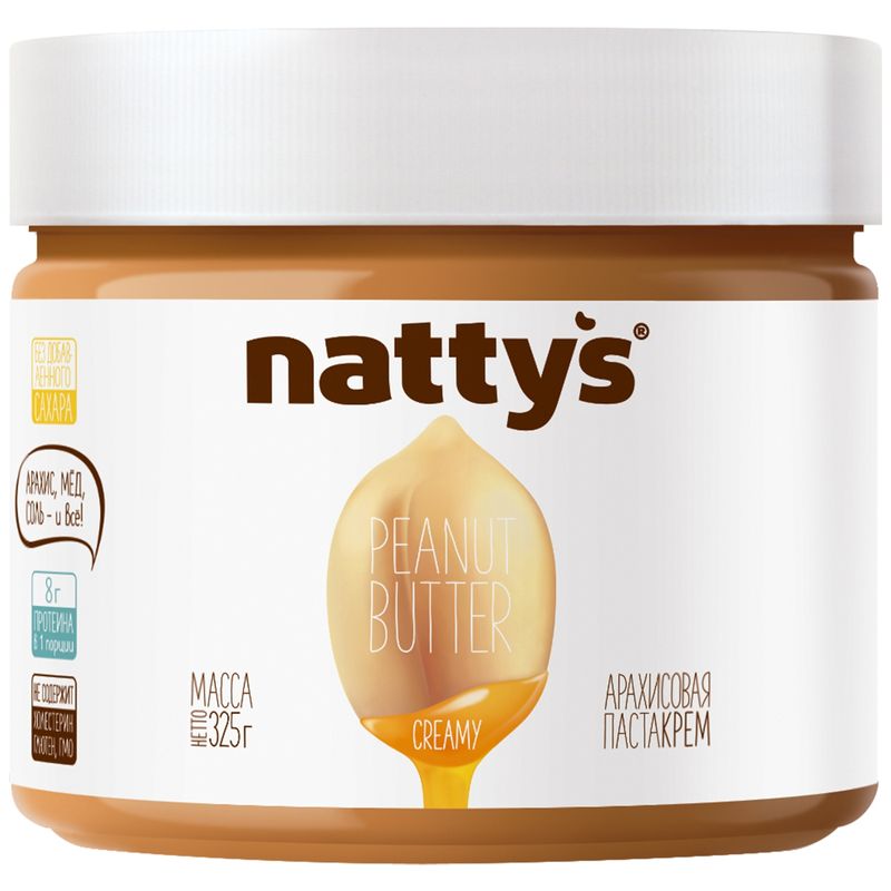 

Паста-крем арахисовая Nattys Creamy с мёдом 325 г